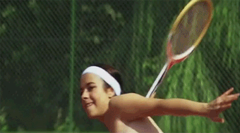 Nude girls play tennis