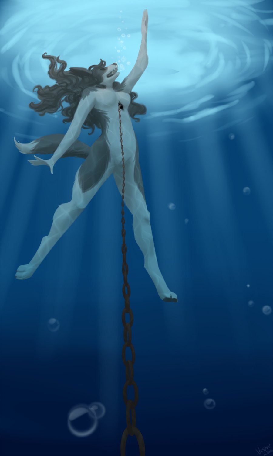 Almost drowning girl hogtied underwater pool